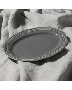 Πιατέλα Οβάλ Πορσελάνινη Ανάγλυφη 25cm Athénée Grey  07-13691