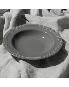 Πιάτο Βαθύ Πορσελάνινο Ανάγλυφο 23cm Estia Home Art Athenee Grey 07-13677