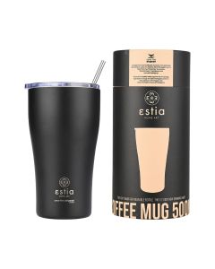 Θερμός 500ml  Coffee Mug Εstia Home Art Save The Aegean Midnight Black 01-23122