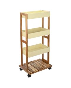 ΤρόλεΪ Αποθήκευσης Ξύλινο 4 Επιπέδων 40x30x38cm Estia Home Art Ivory 01-24970