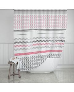 Κουρτίνα Μπάνιου Αδιάβροχη Πολυεστερική 180xH200cm Estia Home Art Stripes Pink 02-11338