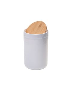 Χαρτοδοχείο 5lt Ø18 cm Πλαστικό Λευκό Γυαλιστερό με καπάκι παλλόμενο Bamboo Estia Home Art 02-3869