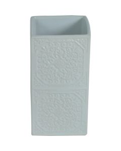 Ποτηροθήκη Πορσελάνη Λευκή 12,3*6,3*6,3cm Ecocasa Square White 02-6570