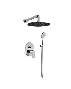 Shower set Εντοιχισμού με Μπαταρία Λουτρού Εντοιχισμού 2 σημείων, Κεφαλή Φ250 με Βραχίονα και Τηλέφωνο Ντουζ με Σπιράλ και Επιτοίχιο Στήριγμα Orabella Glam 10296