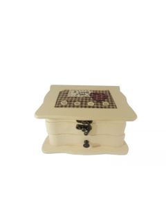 Κοσμηματοθήκη 16x13x8cm  Ξύλινη με Ύφασμα, Θήκες για Κοσμήματα, Καθρέφτη, Συρτάρι με Κουρδιστό για Μουσική Etoile AM-483Β