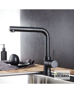 Μπαταρία Κουζίνας Συρόμενο Ντους Armando Vicario Fluo Black Matt 18580-400