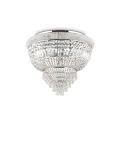 Πλαφόν Οροφής Εξάφωτο Ø520xH440 mm 6xE14 Χρωμέ -Διάφανα Κρύσταλλα Ideal Lux Dubai Pl6 207186