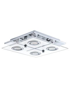 Σποτ Ροζέτα Τετράφωτη  D29x29xH7m 4xGU10 3000K Ατσάλι Χρώμιο-Διάφανο Σατινέ Γυαλί Eglo Cabo 30931