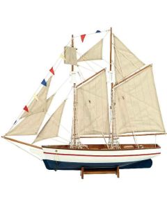 Ξύλινο Παραδοσιακό Καράβι Ιστιοφόρο 90x17xH82cm Χρώμα Λευκό-Μπλε 31101