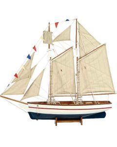 Ξύλινο Παραδοσιακό Καράβι Ιστιοφόρο 120x19xH110cm Χρώμα Λευκό-Μπλε 31104