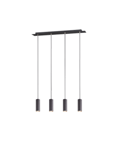Marley Μοντέρνο Κρεμαστό Φωτιστικό Πολύφωτο Ράγα για 4 Λαμπτήρες GU10 σε Μαύρο Χρώμα Trio Lighting 312400432