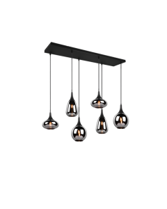 Φωτιστικό Κρεμαστό L93xH300cm Εξάφωτο 6xE14 Μελί Black Mat Trio Lighting Lumina 317000632