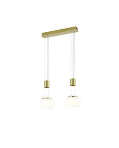Κρεμαστό Φωτιστικό Brass Mat Δίφωτη Ράγα 52xH150cm LED 2x8w 2x900lm 3000K Switch Dimmer Trio Lighting Madison 342010208