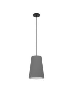 Κρεμαστό Φωτιστικό D28xH150cm Μονόφωτο 1xE27 Ύφασμα Γκρι Eglo Petrosa 390135