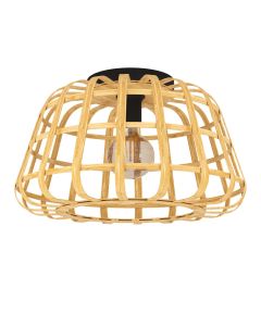 Πλαφονιέρα Οροφής D45xH27cm 1xE27 Μαύρο-Ξύλο Φυσικό Eglo Montezuelo 390149