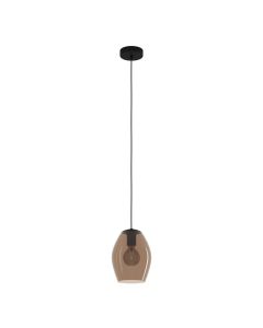 Κρεμαστό Φωτιστικό D19xH150cm Μονόφωτο 1xE27 Μέταλο-Γυαλί Eglo Estanys 390159