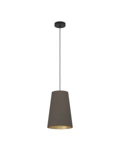 Κρεμαστό Φωτιστικό D28xH150cm Μονόφωτο 1xE27 Ύφασμα Καπουτσίνο Eglo Petrosa 390195