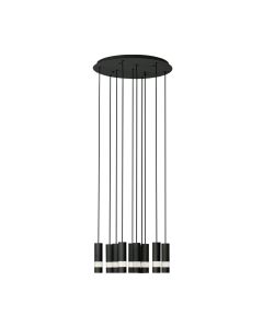 Μοντέρνο Κρεμαστό Φωτιστικό Ροζέτα 58xH150cm Πολύφωτο 10xGU10 Μαύρο Eglo Bernabeta 39708