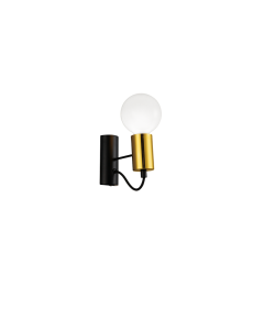 Φωτιστικό Απλίκα Επίτοιχη 1*E27 Μαύρο Μέταλλο με Χρυσές Λεπτομέρειες Viokef Volter 4232500