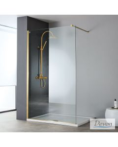 Διαχωριστικό κρύσταλλο ντουζιέρας IWIS Walk-in 70 h.220 ρυθμιζόμενo από 66 έως 68εκ., Devon Clean Glass Inox AISI304 Gold Brushed  IWH70C-211