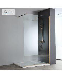 Διαχωριστικό κρύσταλλο ντουζιέρας IWIS Walk-in 80 h.220 ρυθμιζόμενo από 76 έως 78εκ., Devon Clean Glass Inox AISI304 Bronze Brushed  IWH80C-221