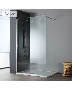 Διαχωριστικό κρύσταλλο ντουζιέρας IWIS Walk-in 90 h.220 ρυθμιζόμενo από 86 έως 88εκ., Devon Clean Glass Inox AISI304 Brushed  IWH90C-111