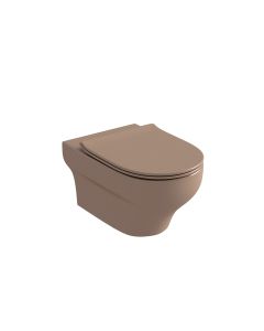 Λεκάνη κρεμαστή με κάλυμμα Urea Αntibacterial Slim Soft Close Olympia Clear Rimless Brown Matt 50121-50122