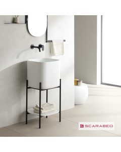 Έπιπλο μπάνιου Laila 2701-NROP με ράφι 2709-300 χωρίς νιπτήρα, Scarabeo  270109-NROP300