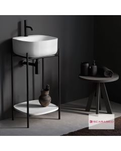 Έπιπλο μπάνιου Laila 2702-NROP με ράφι 2709-300 χωρίς νιπτήρα, Scarabeo  270209-NROP300