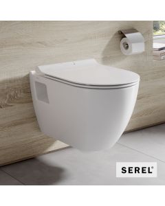 Λεκάνη Κρεμαστή SMART26/52 Rimless με κάλυμμα Slim Soft Close 9001SC, Serel White  SM2600SC-300