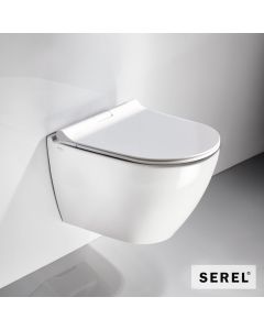 Λεκάνη Κρεμαστή Rimless SMART36/48,5 , κάλυμμα Slim Soft Close 9001SC, Serel White  SM3600SC-300
