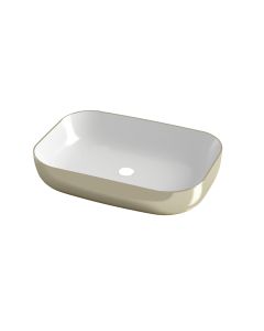 Νιπτήρας Πορσελάνη Επιτραπέζιος 60x42xY14 cm Olympia Metamorfosis White-Gold Orabella 60114