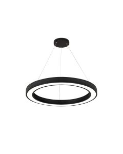 Κρεμαστό Φωτιστικό D80cm Led 88w 7000lm 3CCT by switch on base Μαύρο Inlight 6073-80-BL 