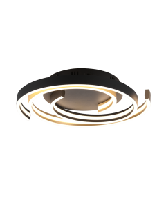 Caya Μοντέρνα Μεταλλική Πλαφονιέρα Οροφής με Ενσωματωμένο LED σε Μαύρο χρώμα 50cm Trio Lighting 641910208
