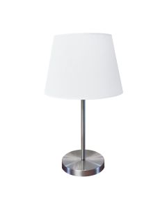 Λαμπατέρ 19xH42cm 1xE27 Κορμός Νίκελ Σατινέ -Αμπαζούρ Υφασμάτινο Homelighting Dora 77-2121