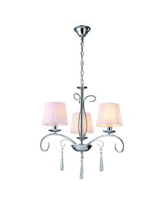 KQ 9007-3 FLAREN NICKEL PENDANT CRYSTALS & WHITE SHADES HOMELIGHTING 77-8195