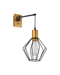 SE21-GM-9-GR1 ADEPT WALL LAMP Gold Matt and Black Metal Wall Lamp Black Metal Grid+ HOMELIGHTING 77-8357