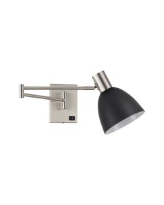 SE21-NM-52-MS2 ADEPT WALL LAMP Nickel Matt Wall lamp with Switcher and Black Metal Shade+ HOMELIGHTING 77-8376