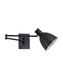 SE21-BL-52-MS2 ADEPT WALL LAMP Black Wall Lamp with Switcher and Black Metal Shade+ HOMELIGHTING 77-8384