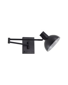 SE21-BL-52-MS3 ADEPT WALL LAMP Black Wall Lamp with Switcher and Black Metal Shade+ HOMELIGHTING 77-8385