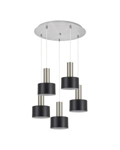 SE21-NM-4-5NM-MS1 ADEPT TUBE Nickel Matt Pendant Black Metal Shade+ HOMELIGHTING 77-8454