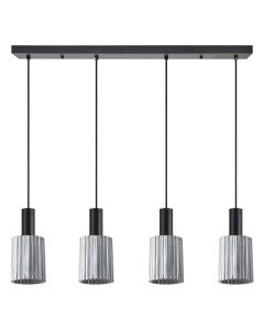 SE21-BL-4-4BL-GL1 ADEPT TUBE Black Pendant Smoked Glass+ HOMELIGHTING 77-8489