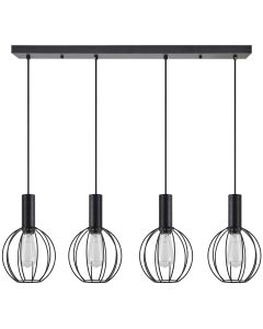 SE21-BL-4-4BL-GR2 ADEPT TUBE Black Pendant Black Metal Grid+ HOMELIGHTING 77-8539