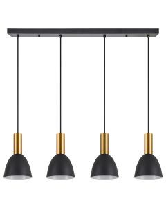 SE21-GM-4-4BL-MS2 ADEPT TUBE Gold Matt Pendant Black Metal Shade+ HOMELIGHTING 77-8644