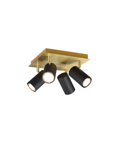 Σποτ Κινητό Τετράφωτη Ροζέτα 24xH15cm 4xGU10 Gold-Black Trio Lighting Marley 802430480