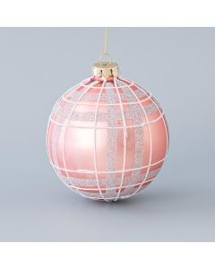 ΓΥΑΛΙΝΗ ΜΠΑΛΑ, ΡΟΖ ΜΑΤ, ΜΕ ΑΣΗΜΙ GLITTER, ΣΕΤ 4ΤΜΧ, 10cm Eurolamp 600-45077