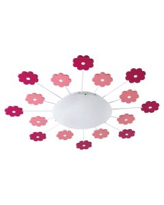 Φωτιστικό Πλαφόν Οροφής /Τοίχου Ø61,5 εκ. Ροζ  /Λευκό "Λουλούδια" Eglo Viki 1 92147