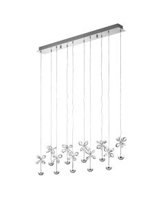 Φωτιστικό Κρεμαστό  Ράγα 87cm Led 10x2,w 3000K 2700lm Χρωμέ / Διάφανα Κρύσταλλα Eglo Pianopoli 93663