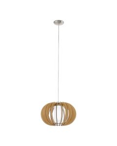 Κρεμαστό Φωτιστικό D40xH130cm 1xE27 Ξύλο-Γυαλί Eglo Stellato E27 σε Καφέ Χρώμα 95598