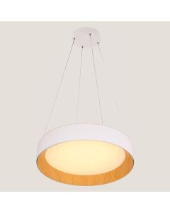ARTE ILLUMINA ΦΩΤΙΣΤΙΚΟ ΚΡΕΜΑΣΤΟ ΣΤΡΟΓΓΥΛΟ LED 50W 3000Κ Φ60X11 ΛΕΥΚΟ/ΞΥΛΟ ΔΡΥΣ Eurolamp 144-17024